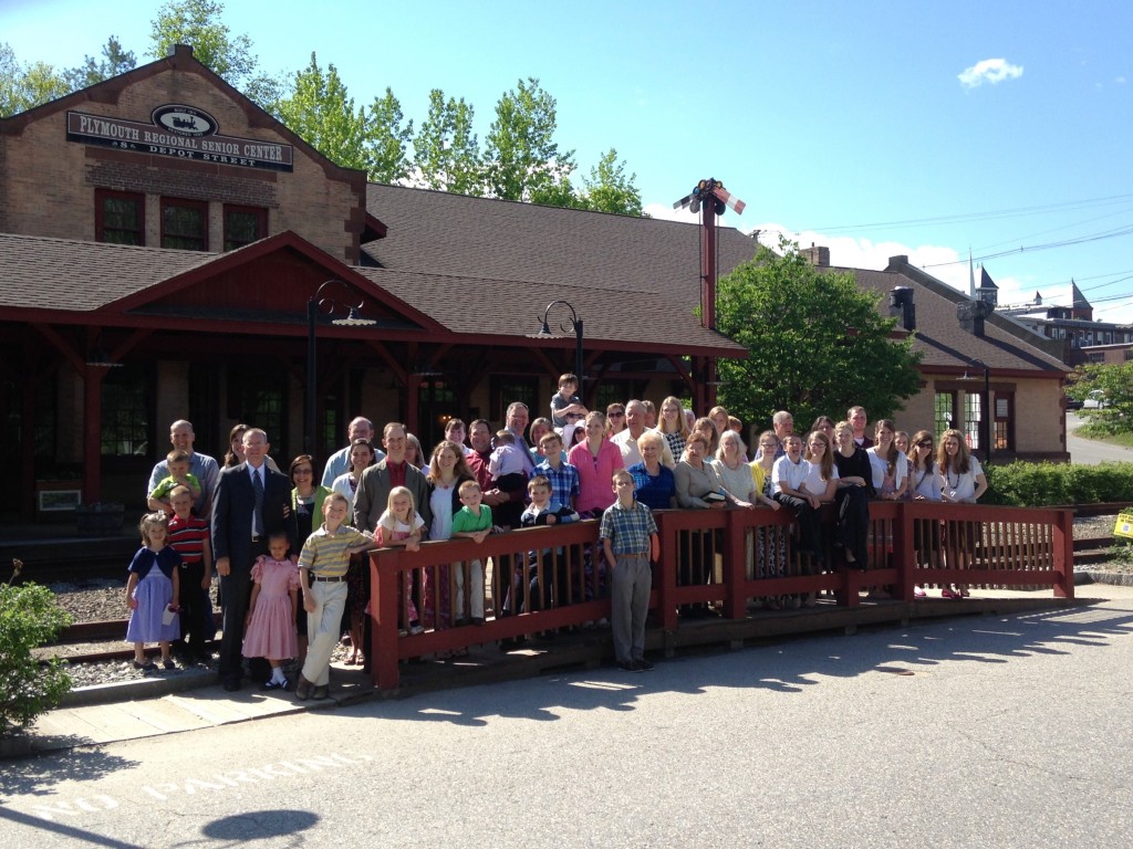 Church family in front of Senior Center